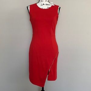 NWT Banana Republic Red Asymmetrical Red Knit Dress with Zipper
